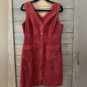 Burgundy corduroy snap dress